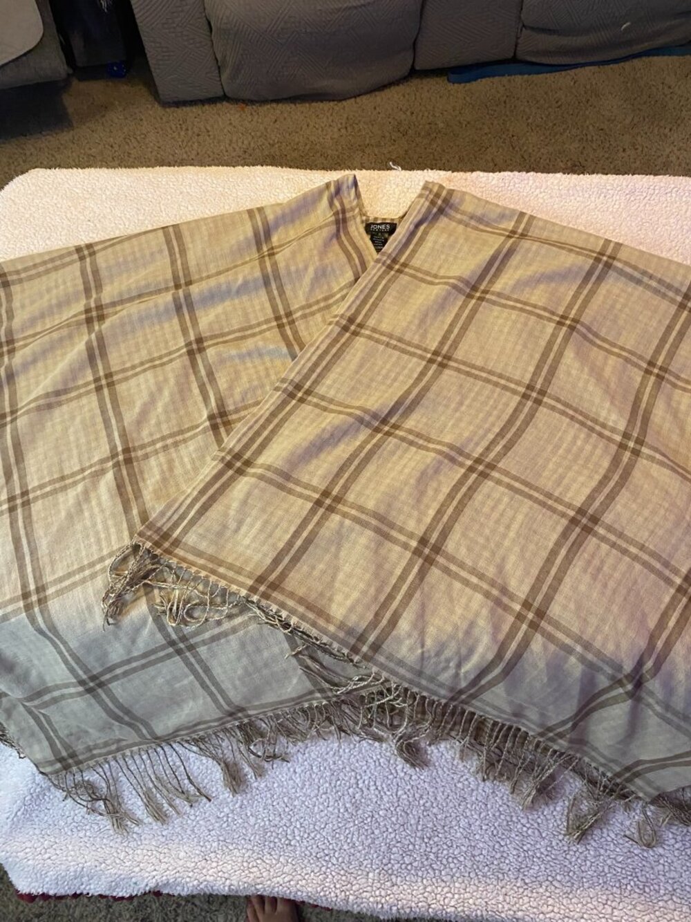 Jones New York Plaid Fringed Wrap